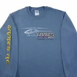 GVSHLBLUE-S GRAVES RC HOBBIES LONG SLEEVE HELICOPTER SHIRT, BLUE, SMALL