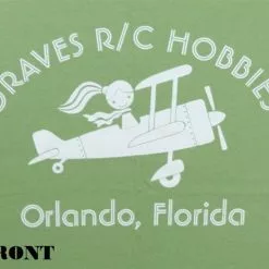 GVSLADIESAIR-GREENLG GRAVES RC HOBBIES LADIES AIRPLANE T-SHIRT, GREEN, LARGE