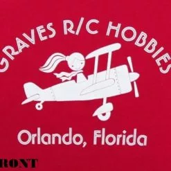 GRAVES RC HOBBIES GVSLADIESAIR-REDLG GRAVES R/C HOBBIES LADIES AIRPLANE T-SHIRT, RED, LARGE