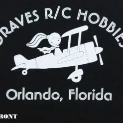 GVSTEE-LADBLK2X GRAVES RC HOBBIES LADIES AIRPLANE T-SHIRT, REGULAR CUT, BLACK, 2-XL