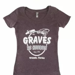 GVSTRO-PUR-M GRAVES RC HOBBIES WOMENS RETRO T-SHIRT, PURPLE, MEDIUM