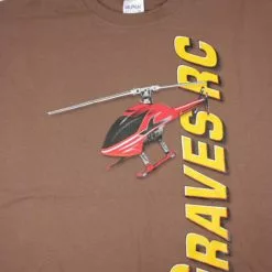 GVSHBRXXXL GRAVES RC HOBBIES Helicopter T-Shirt, Brown, 3X