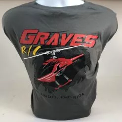 GVSHTEEGR-3X Graves RC Hobbies Helicopter T-Shirt, Grey, 3X
