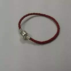 GRAVES RC HOBBIES REDBRADEDBR6.5 Graves RC Red Braided Bracelet Stirling Silver Clasp For Charms 6.5in 17cm